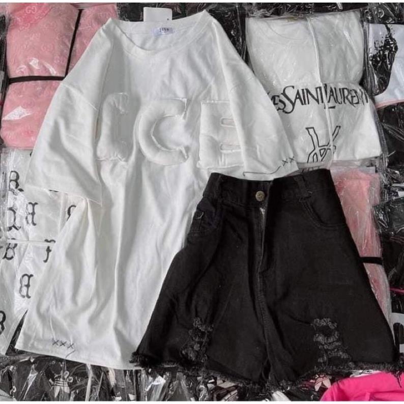 Set thun mix quần soc rách