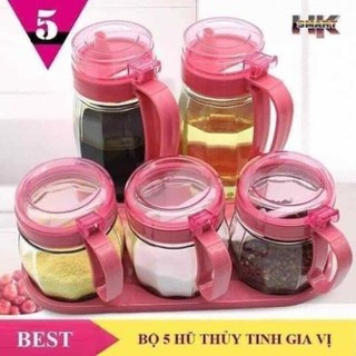 Set 5 hũ thuỷ tinh đựng gia vị