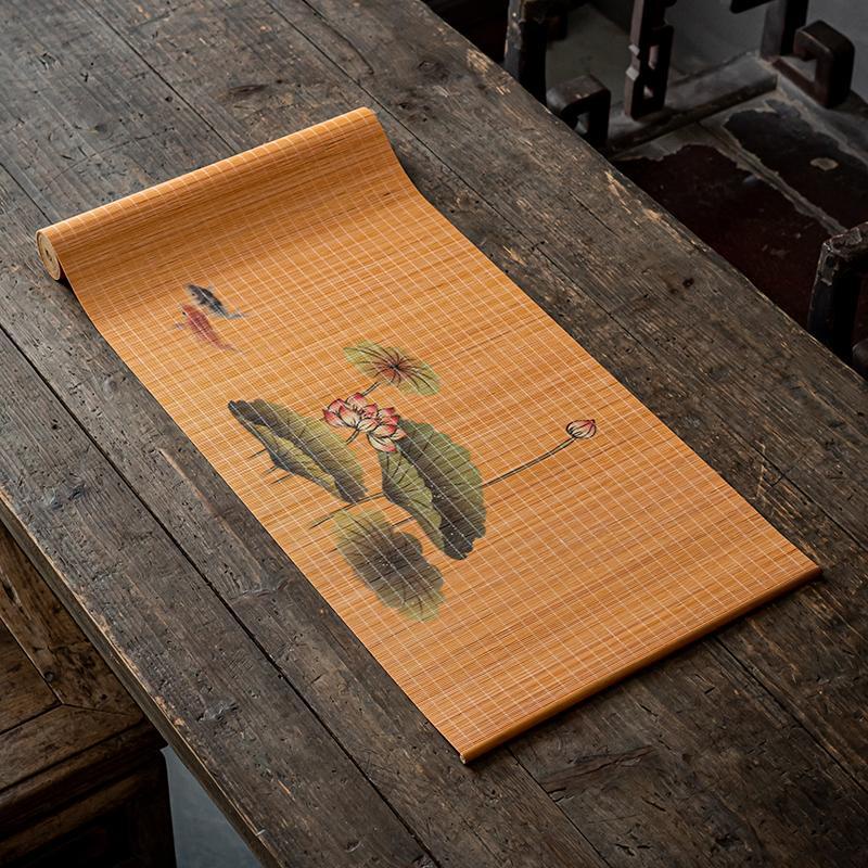 Cup coaster bamboo tea mat in trung quốc thảm tre zen tea curtain rèm tre placemat kung fu tea set ac