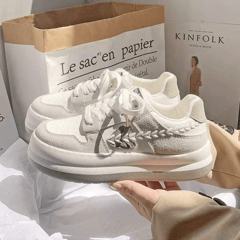 Giá tận xưởng - XẢ KHO SIÊU RẺ HOT SALECHZK Giày thể thao nữ TED viền lúa độn đế cao 5cm chất liệu da siêu đẹp mẫu mới n