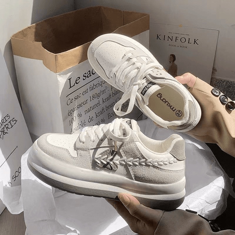 Giá tận xưởng - XẢ KHO SIÊU RẺ HOT SALECHZK Giày thể thao nữ TED viền lúa độn đế cao 5cm chất liệu da siêu đẹp mẫu mới n