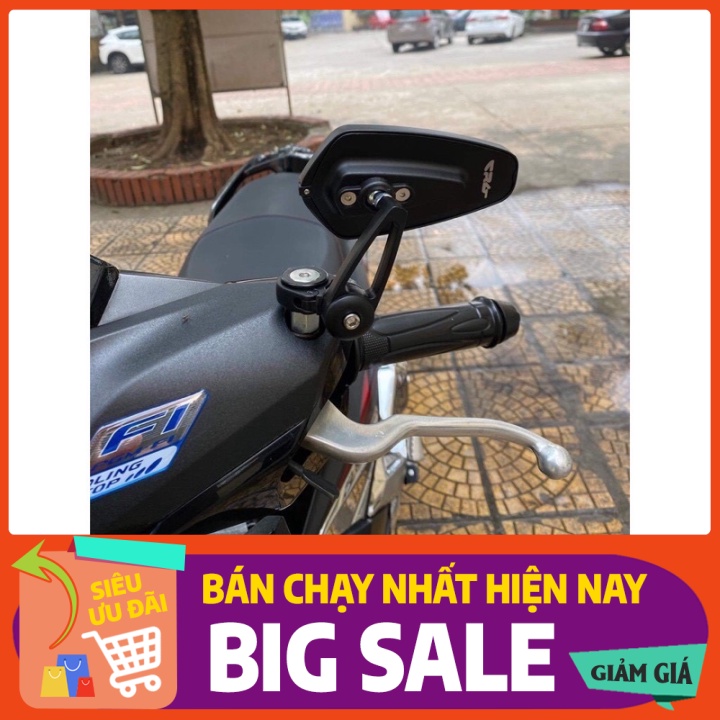Gương gù mặt kính trắng gắn chân gương và gù tay lái cực gọn