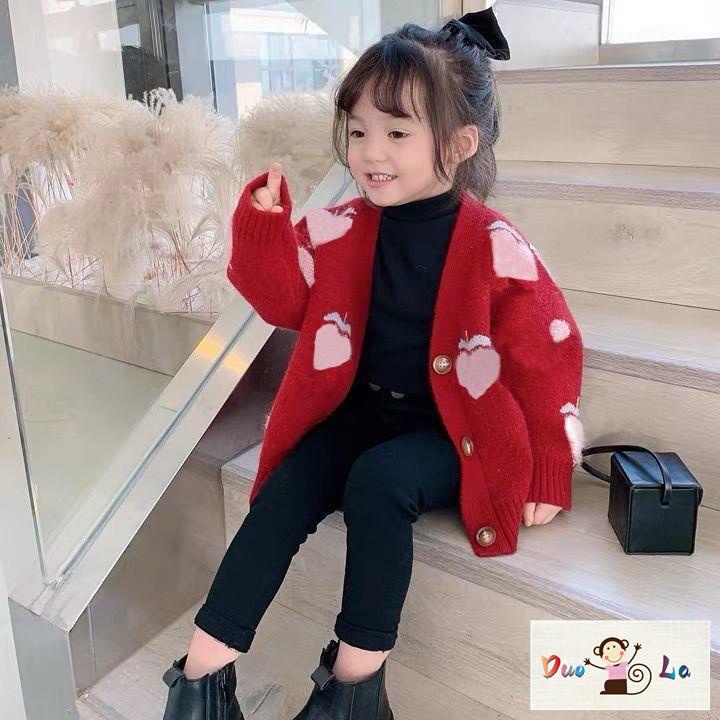 Hàng Mới Về Áo Khoác Sweater Dệt Kim Dày Dặn Thời Trang Thu Đông 2023 Cho Bé Gái