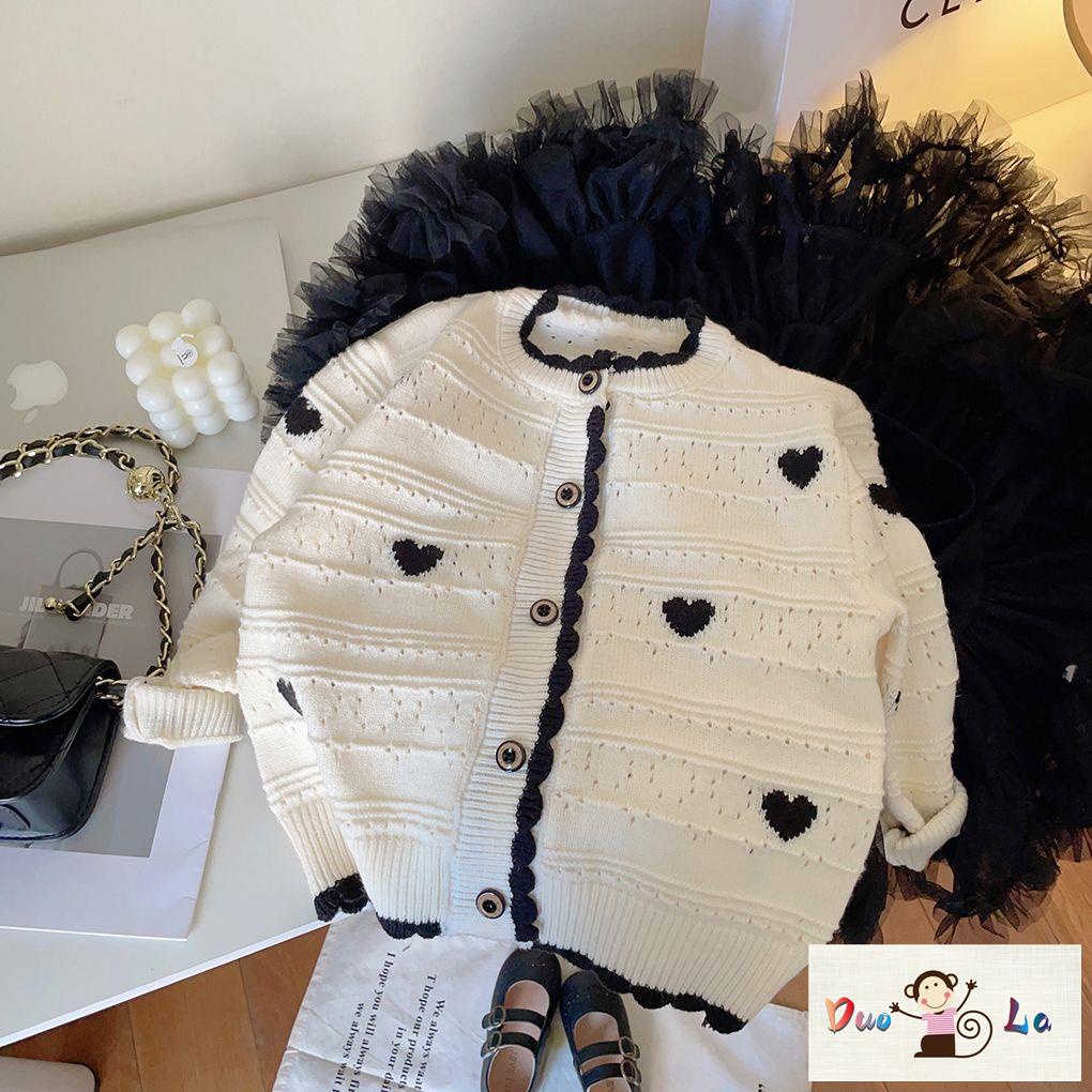 Áo Khoác Cardigan Len Dệt Kim Tay Dài Phong Cách Hàn Quốc Thời Trang Mùa Xuân 2023 Dành Cho Bé Gái