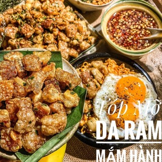 Tốp mỡ liền da sấy giòn rim nước mắm hành phi thơm ngon hộp pet 250gr