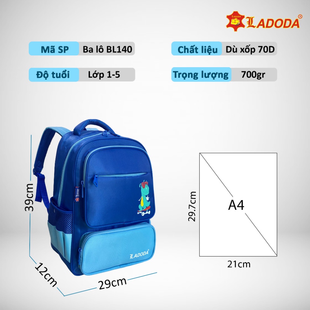 Balo đi học, balo cấp 1 Ladoda chính hãng BL140