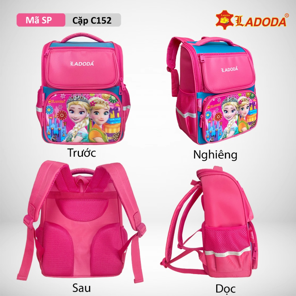 Balo đi học cho bé trai bé gái cấp 1, balo chống gù nam nữ thương hiệu Ladoda C152