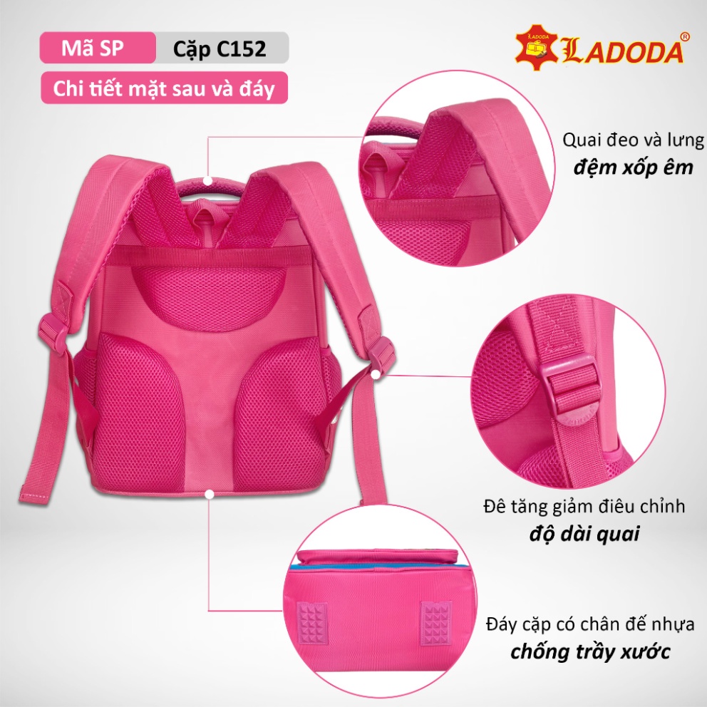 Balo đi học cho bé trai bé gái cấp 1, balo chống gù nam nữ thương hiệu Ladoda C152