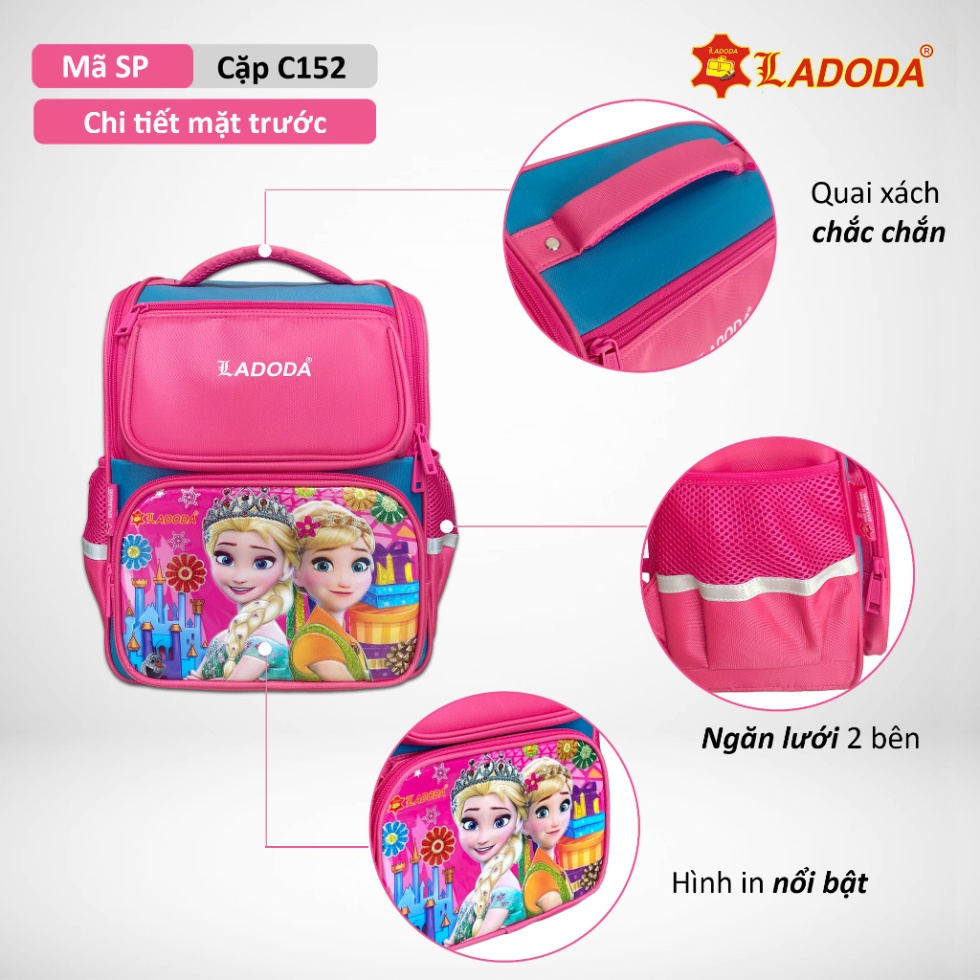 Balo đi học cho bé trai bé gái cấp 1, balo chống gù nam nữ thương hiệu Ladoda C152
