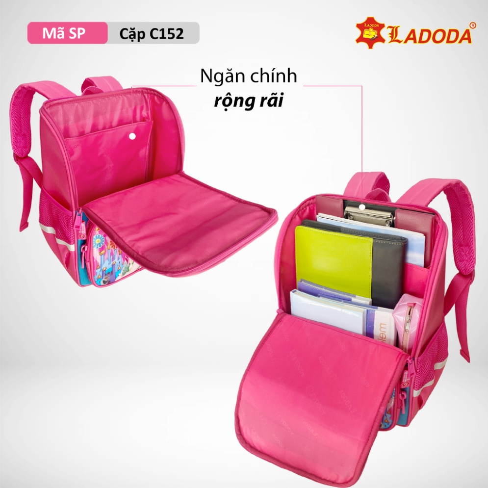 Balo đi học cho bé trai bé gái cấp 1, balo chống gù nam nữ thương hiệu Ladoda C152
