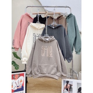Áo nỉ hoodies unisex_dáng rộng_hàng qc chất đẹp_nỉ bông dầy đẹp_áo nỉ chữ smile