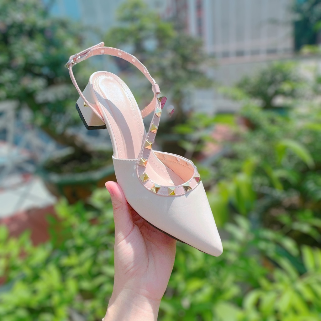 Giày nữ phối đinh tán cao 5cm - B86