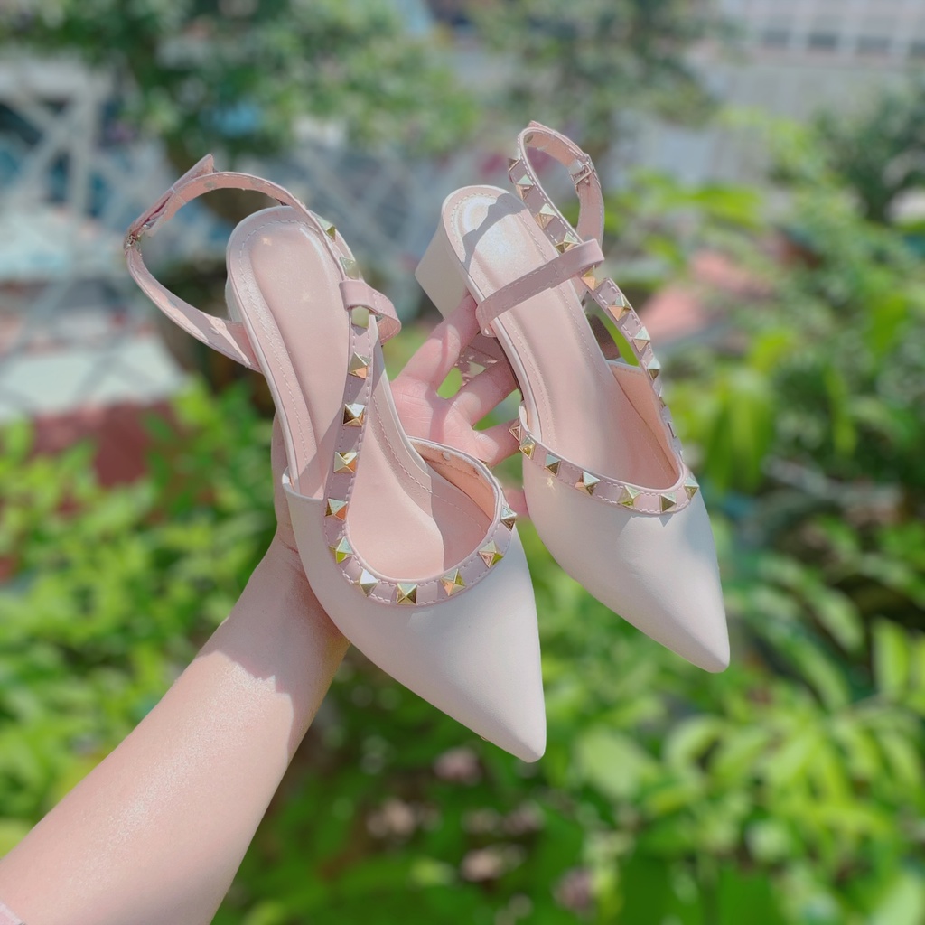 Giày nữ phối đinh tán cao 5cm - B86