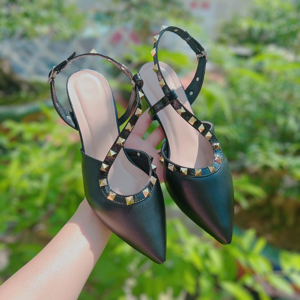 Giày nữ phối đinh tán cao 5cm - B86