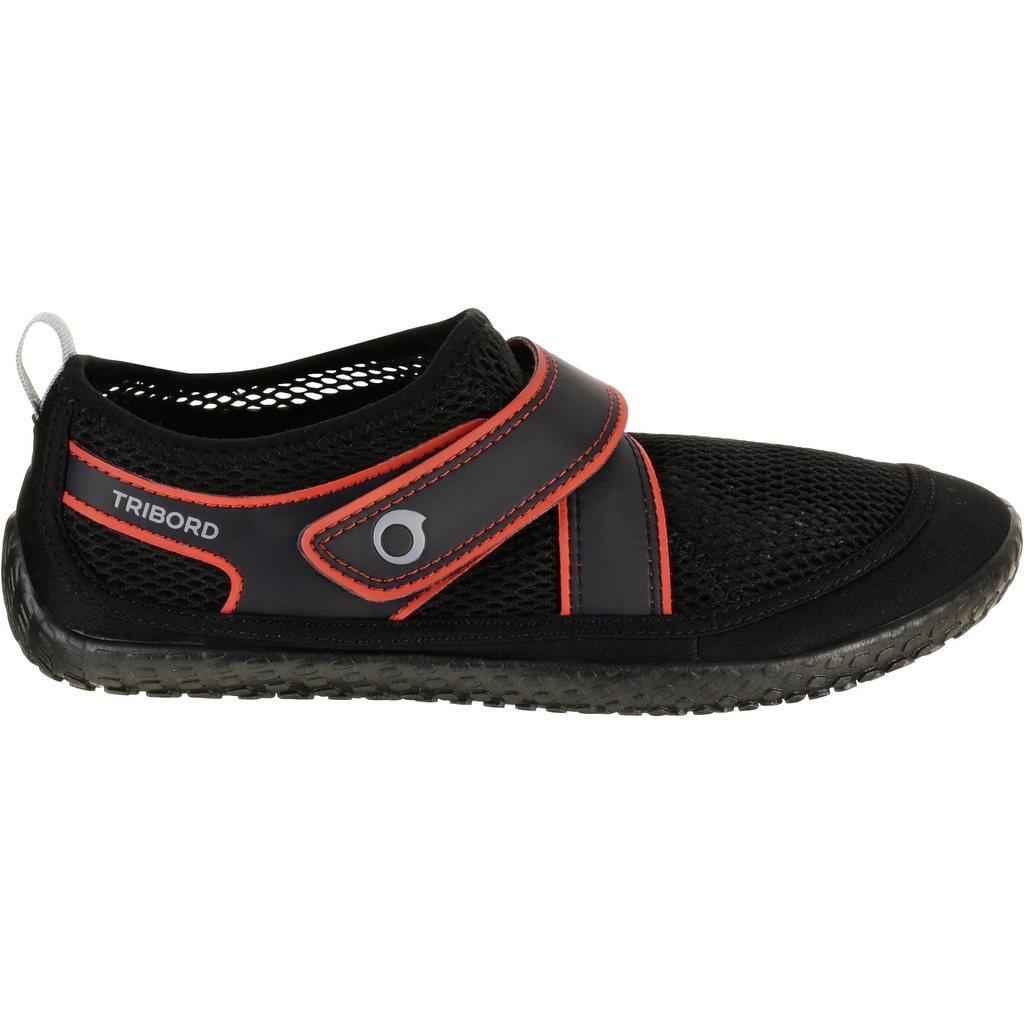 Giày lặn quai dán Aquashoe 500 cho người lớn - Đen/Đỏ SUBEA mã 8360412