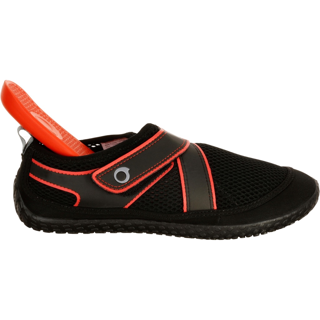 Giày lặn quai dán Aquashoe 500 cho người lớn - Đen/Đỏ SUBEA mã 8360412