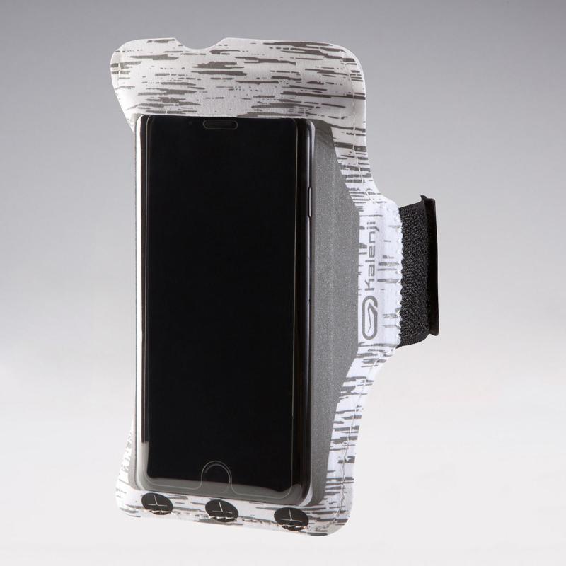 Bao điện thoại đeo tay chạy bộ - Trắng phản quang KALENJI mã 8547271