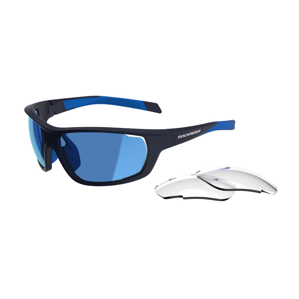 Bộ kính 2 loại tròng 0+3 cho đạp xe địa hình băng đồng-Xanh dương ROCKRIDER mã 8575779
