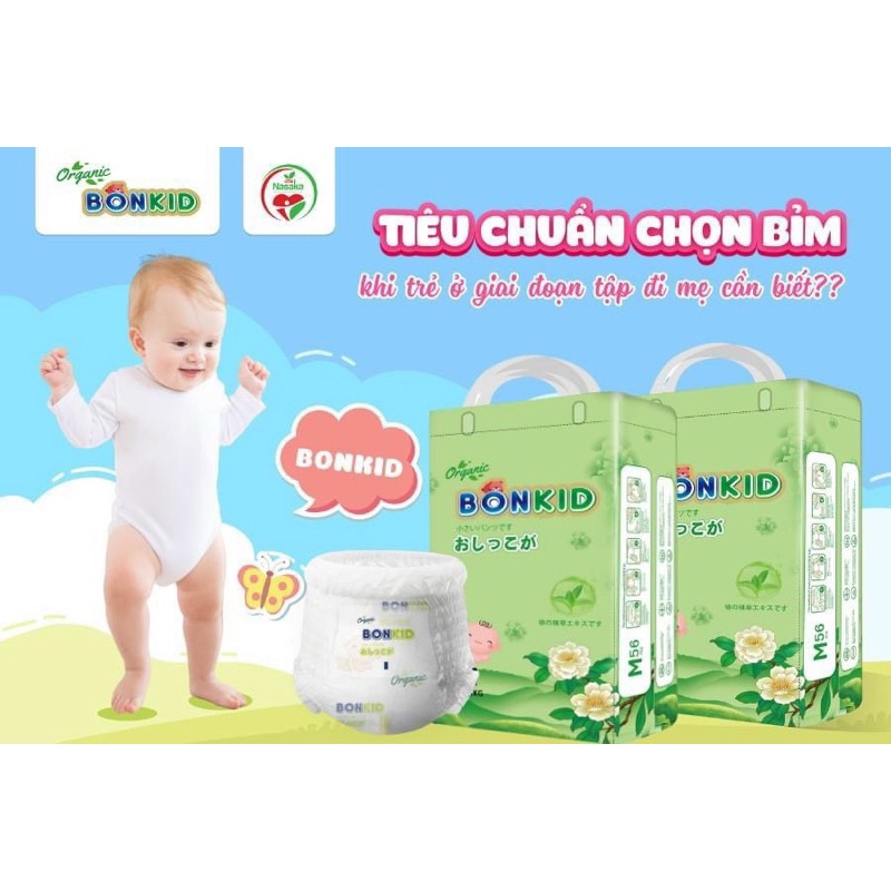 Bỉm BonKid Organic - size S (62 miếng/bịch 4-8kg)