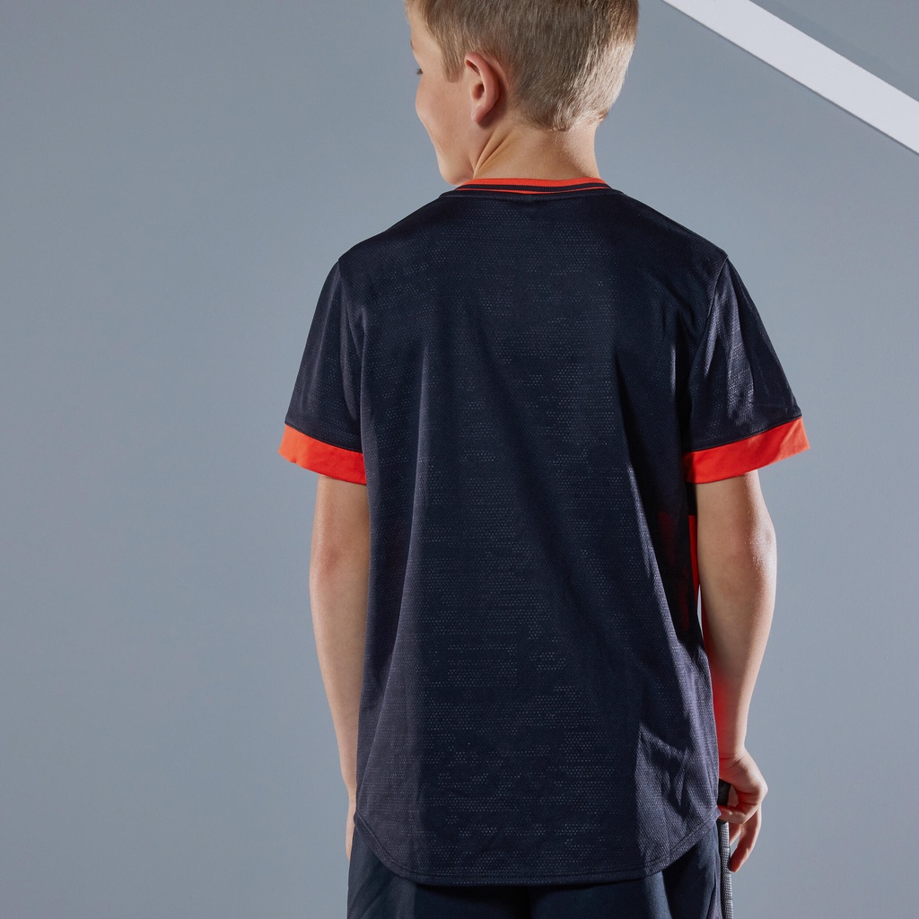 Áo thun tennis thoáng khí 500 cho bé trai - Đỏ/Đen ARTENGO mã 8582869