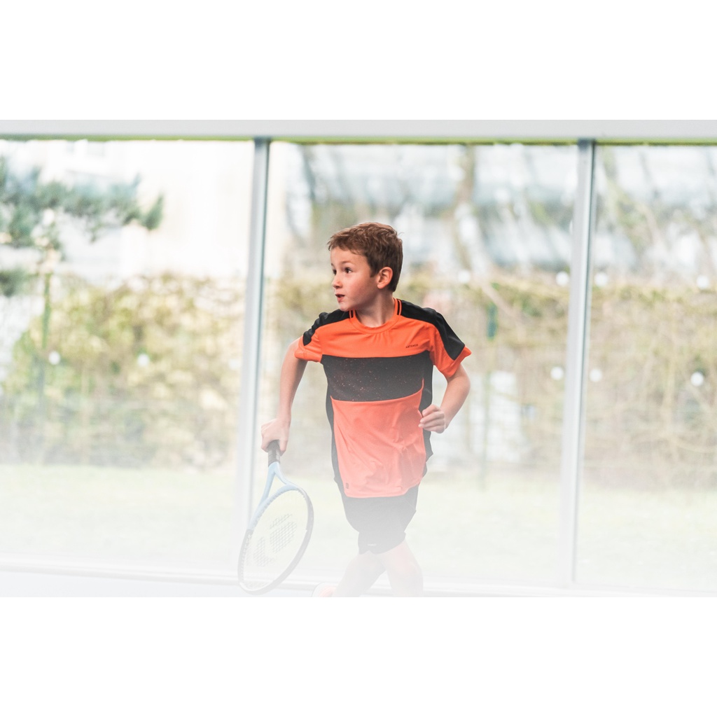 Áo thun tennis thoáng khí 500 cho bé trai - Đỏ/Đen ARTENGO mã 8582869