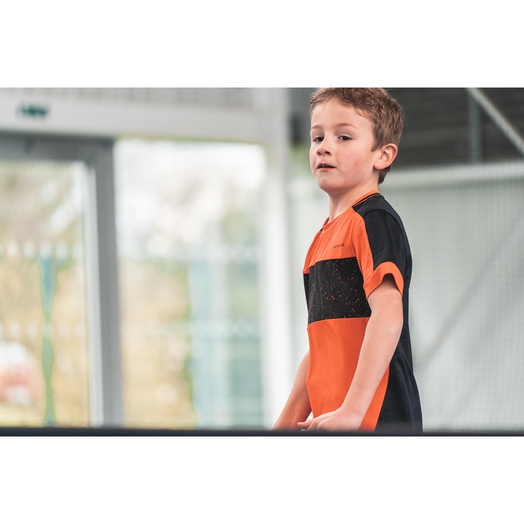 Áo thun tennis thoáng khí 500 cho bé trai - Đỏ/Đen ARTENGO mã 8582869