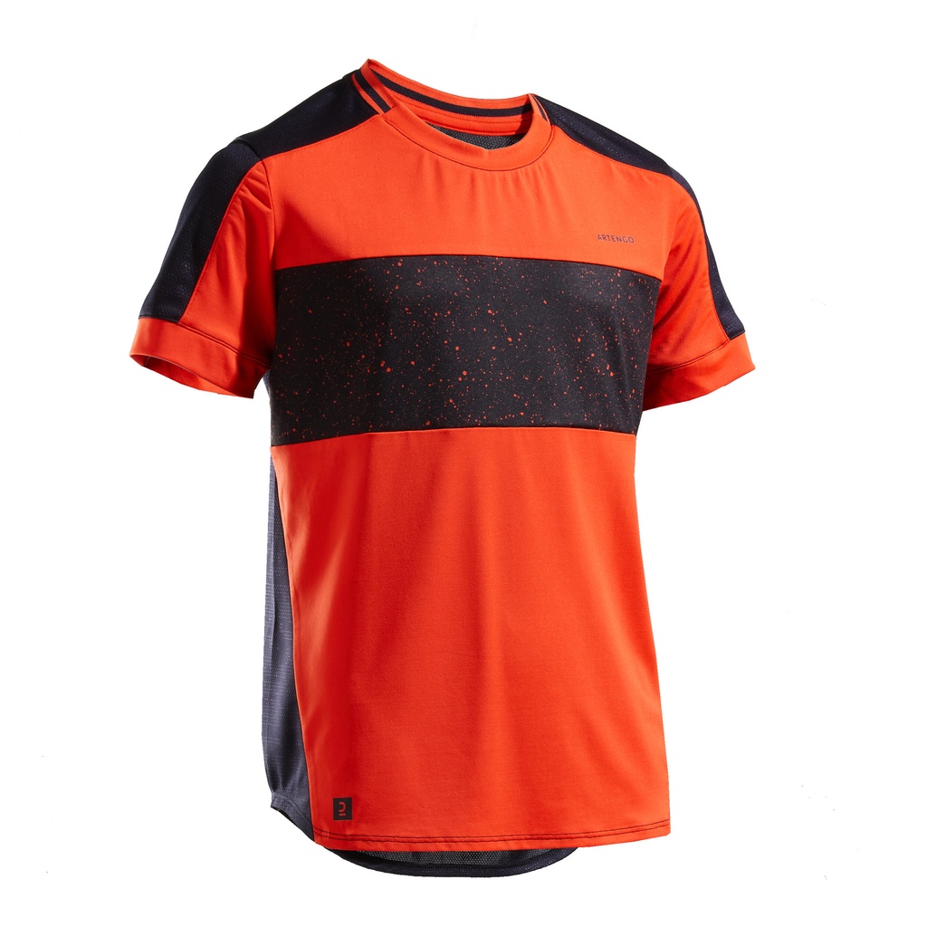 Áo thun tennis thoáng khí 500 cho bé trai - Đỏ/Đen ARTENGO mã 8582869