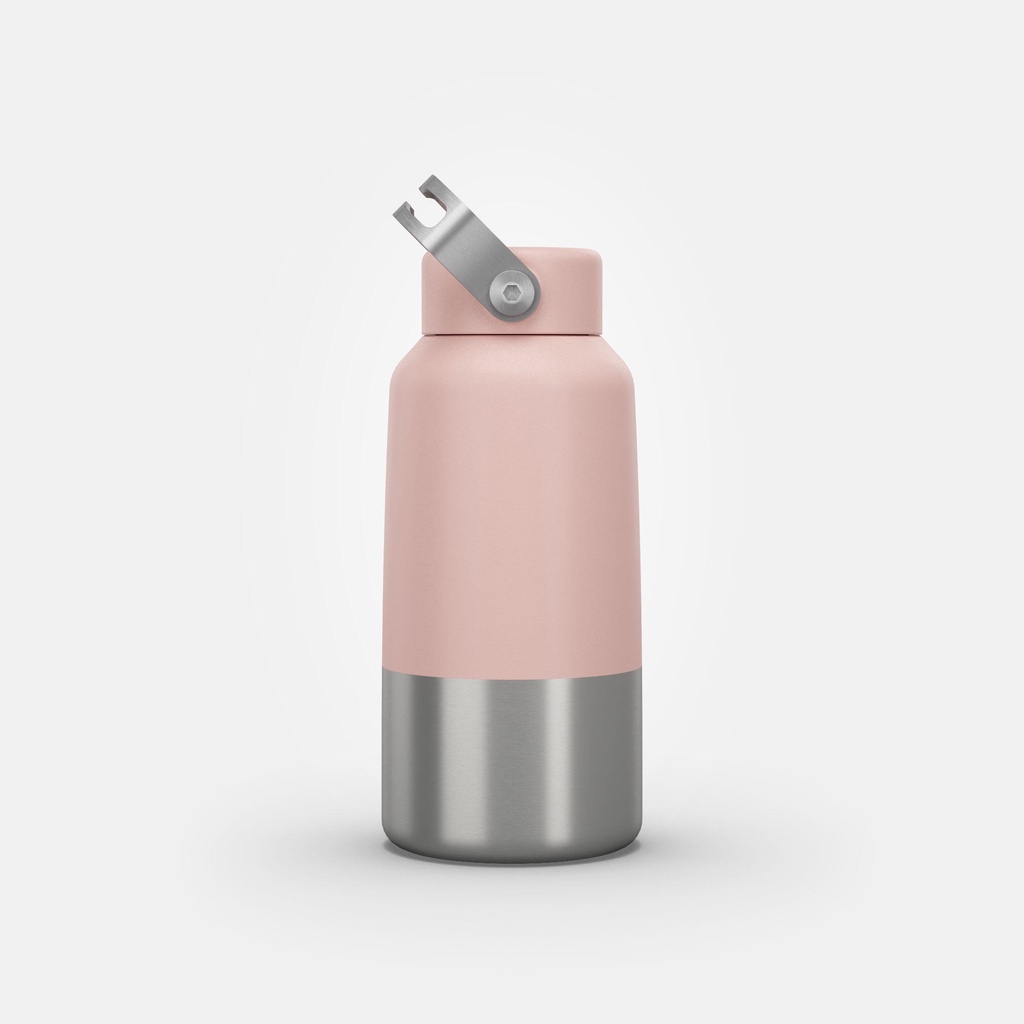 Bình nước inox nắp vặn MH100 0,6L - Hồng/Xám QUECHUA mã 8612474