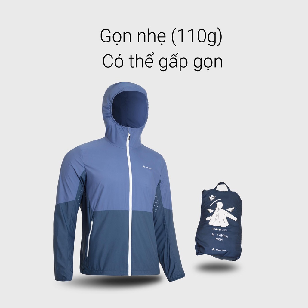 Áo khoác leo núi chống nắng Helium 500 cho nam - Xanh dương QUECHUA mã 8616851