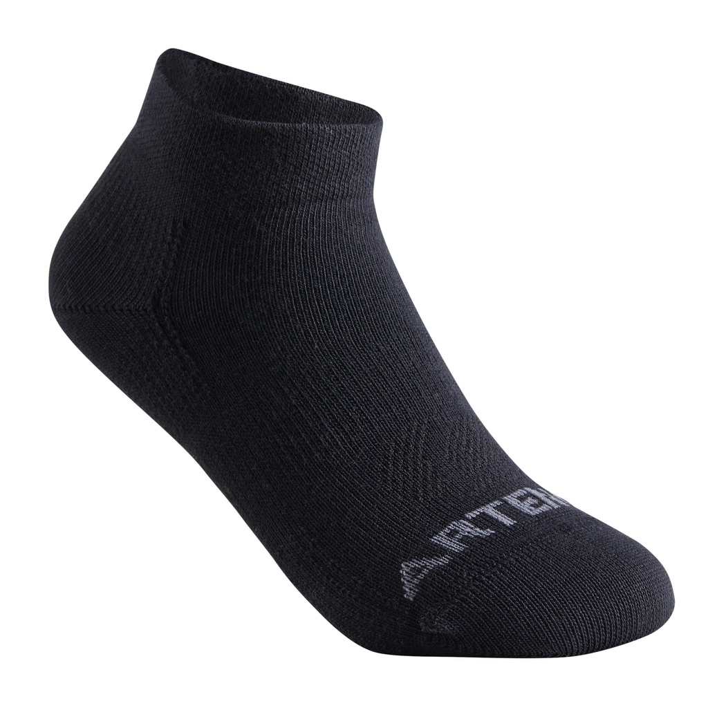 Gói 3 đôi tất cổ vừa RS160 cho trẻ em - Đen/Xám ARTENGO mã 8640100