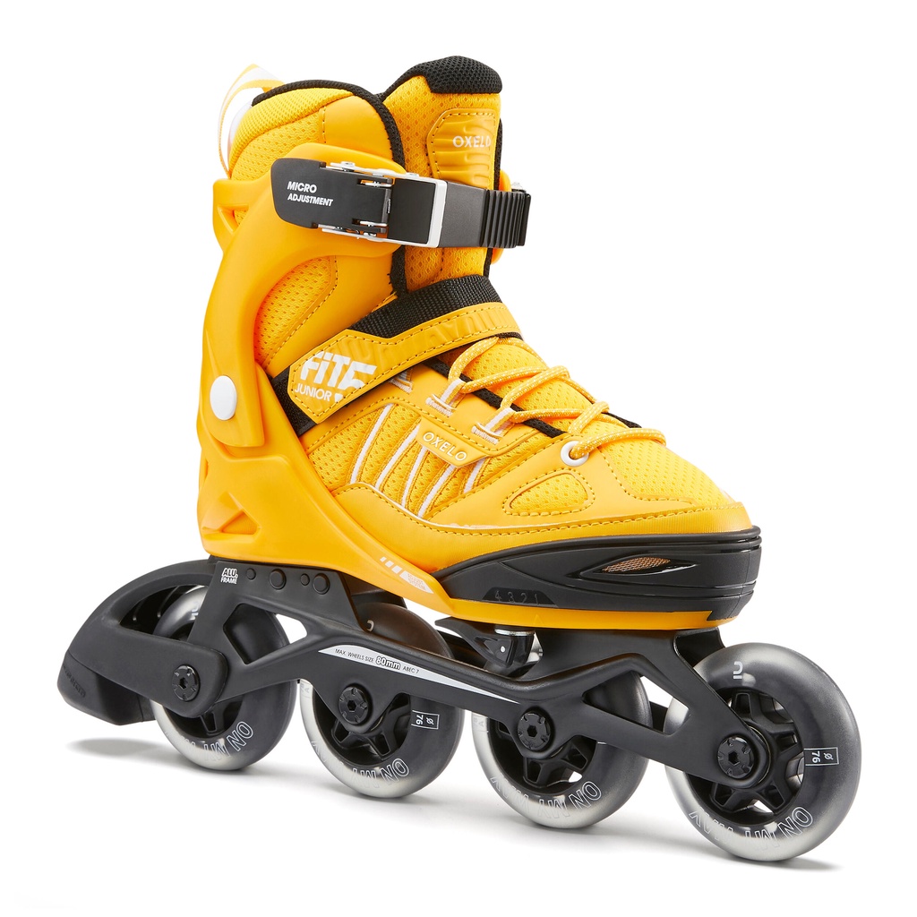 Giày trượt patin cho trẻ em 1 hàng Fit 5 - Vàng OXELO mã 8736116