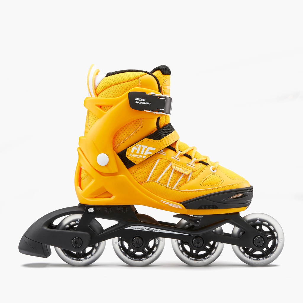 Giày trượt patin cho trẻ em 1 hàng Fit 5 - Vàng OXELO mã 8736116