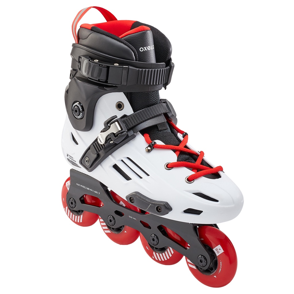 Giày trượt patin 1 hàng Freeride MF500 cho người lớn - Trắng/Đỏ OXELO mã 8540230