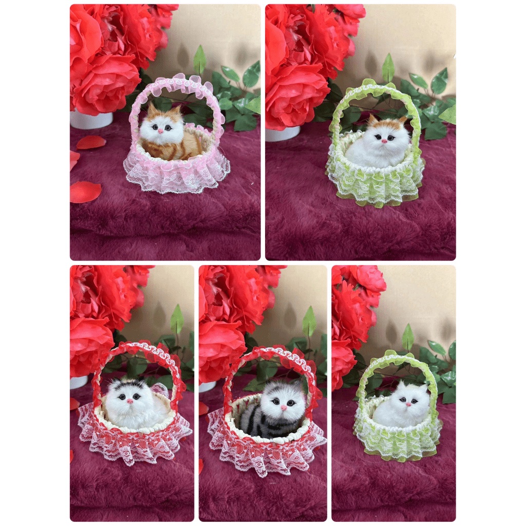 Chó mèo than hoạt tính trang trí xe oto,để bàn làm việc- cún vàng trắng