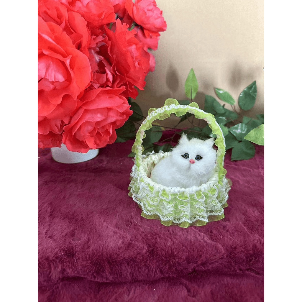 Thú bông chó mèo than hoạt tính trang trí xe oto,để bàn làm việc- Mèo trắng