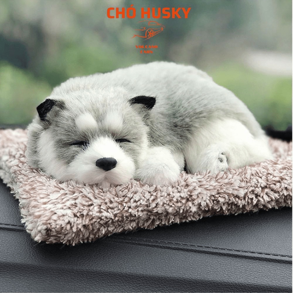 Cún đôi màu trắng Size to-chó mèo than hoạt tính trang trí xe oto,để bàn làm việc