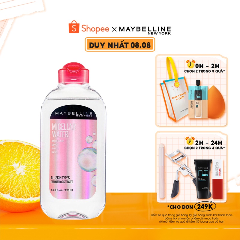 Nước Tẩy Trang Micellar Dưỡng Da Không Cồn 4 Trong 1 Maybelline New York Micellar Water 4-in-1 400ml