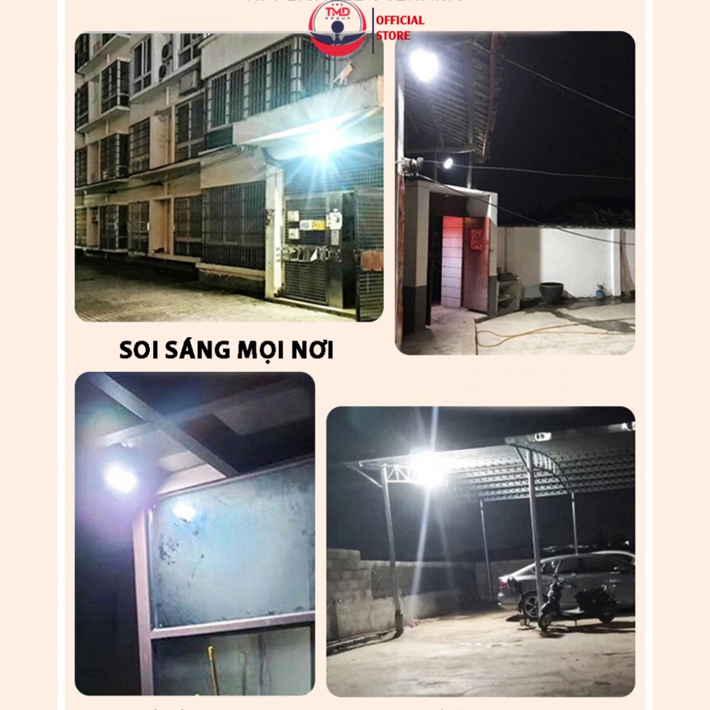 Đèn led năng lượng mặt trời TMD GROUP Solar Light 500W điều khiển từ xa - Kháng bụi nước IXP67, dây dài 3M |BH 6 tháng