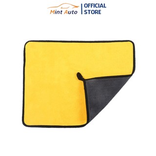 Khăn Microfiber 2 lớp lau xe ô tô, nhà cửa chuyên dụng màu vàng xám