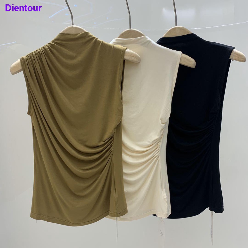 Áo Thun Ngắn Tay Vải Satin Màu Đỏ Rượu Thời Trang Cho Nữ