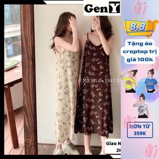 Đầm hai dây dáng suông hoa nhí GenY Váy 2 Dây Hoa Siêu Xinh (1 lớp)