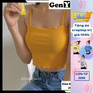 Áo 2 Dây Viền Bèo GenY Áo Ống Hai Dây Trơn Nhiều Màu Chất Thun Gân Siêu Xinh