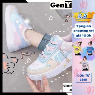 Giày Thể Thao - Sneakers Nữ Ulzzang Air Tặng Kèm Bộ Icon Cute Đế Cao 4CM Da PU