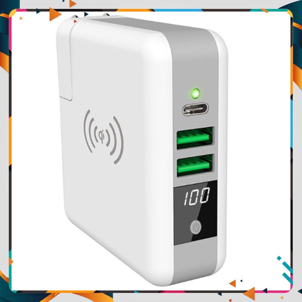 Cóc sạc kiêm pin sạc dự phòng 6700mAh hỗ trợ sạc nhanh không dây QI Wireless Euro Quality