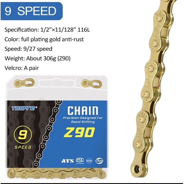 ￼Xích xe đạp vàng thể thao Toopre chính hãng tốc độ 6-7-8-9S 10S 11S 12S