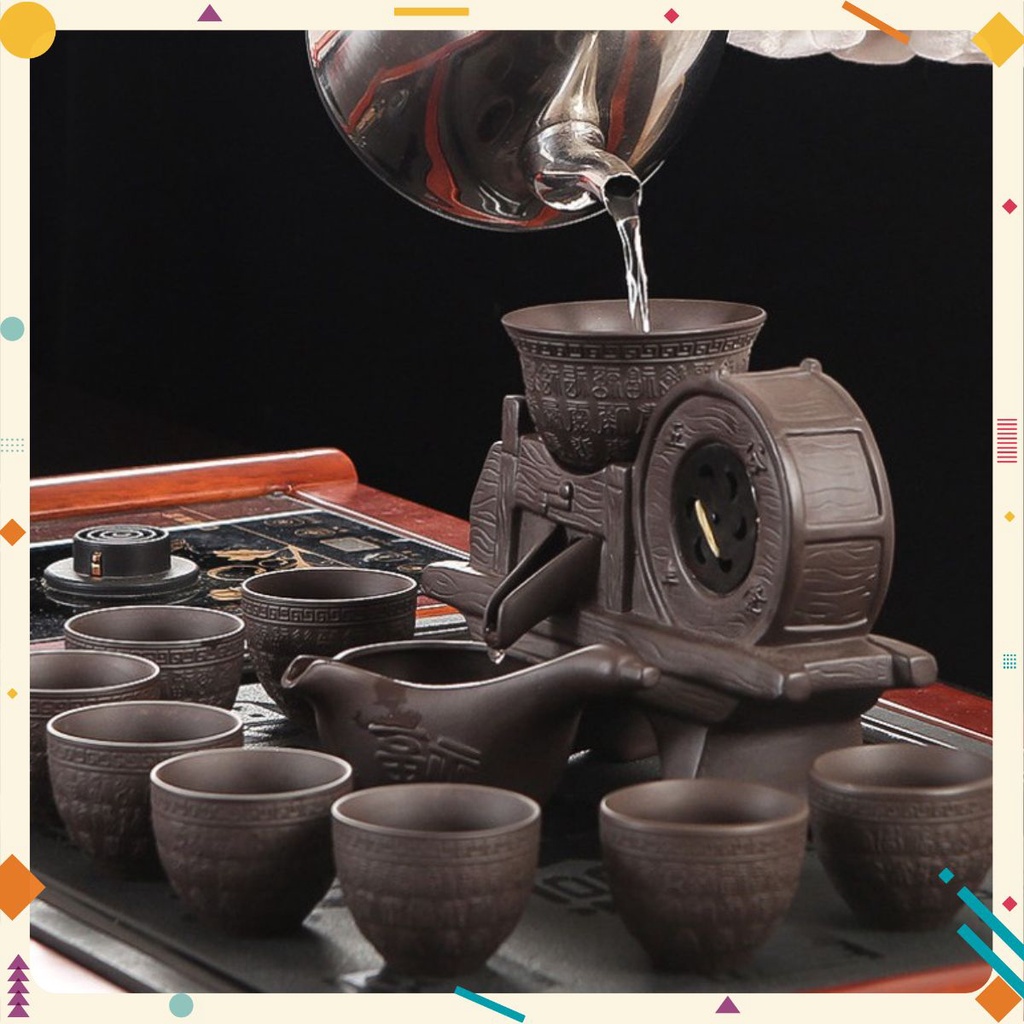 BỘ ẤM TRÀ CỐI XAY GIÓ CAO CẤP Phong Cách Nhật Bản