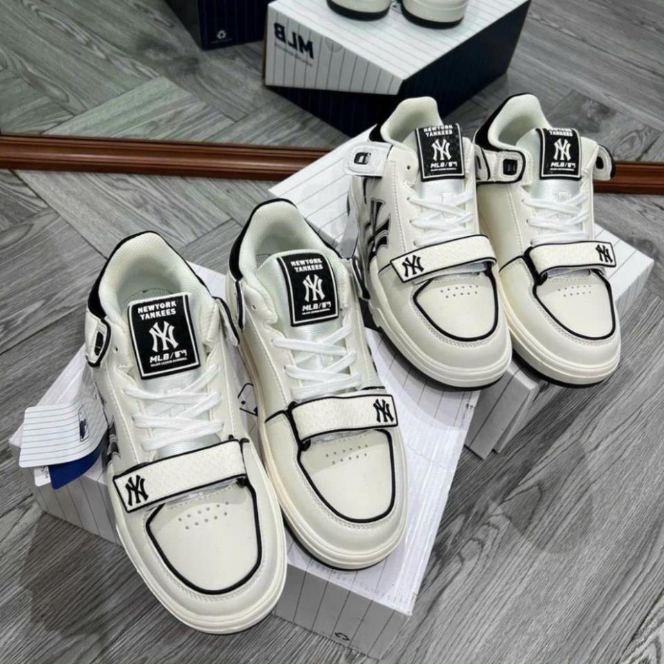 Giày Thể Thao MLB Chunky Liner New York Đen Trắng in chữ NY đen bản dán , giày LINER NY Đen trắng2023 SC
