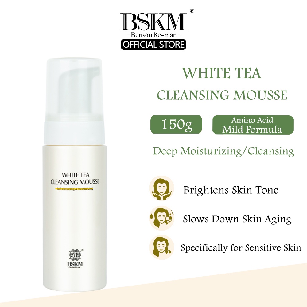 BSKM Sữa rửa mặt Amino Sữa Rửa Mặt Trà Trắng Tạo Bọt Chống mụn/Dưỡng ẩm/Làm sáng da/Kiểm soát dầu/Cho da nhạy cảm Da khô 150ml