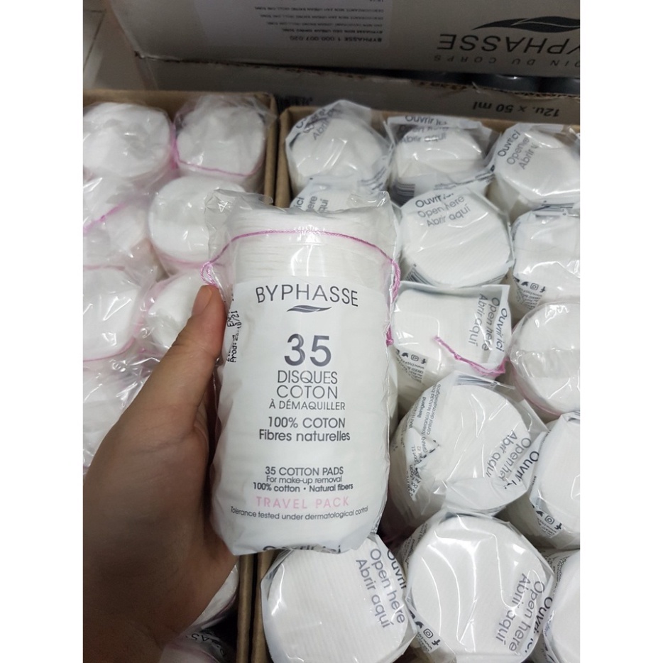 Bông cotton tẩy trang BYPHASSE COTTON PADS FOR MAKE-UP REMOVAL 35 miếng-120 Miếng.