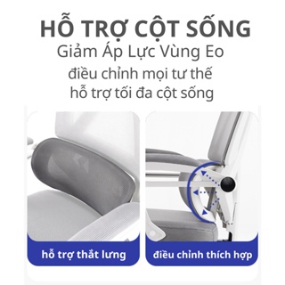 Ghế Công Thái Học , Ghế Chơi Game Hỗ Trợ Tuyệt Đối Đốt Sống Ngả Lưng 130